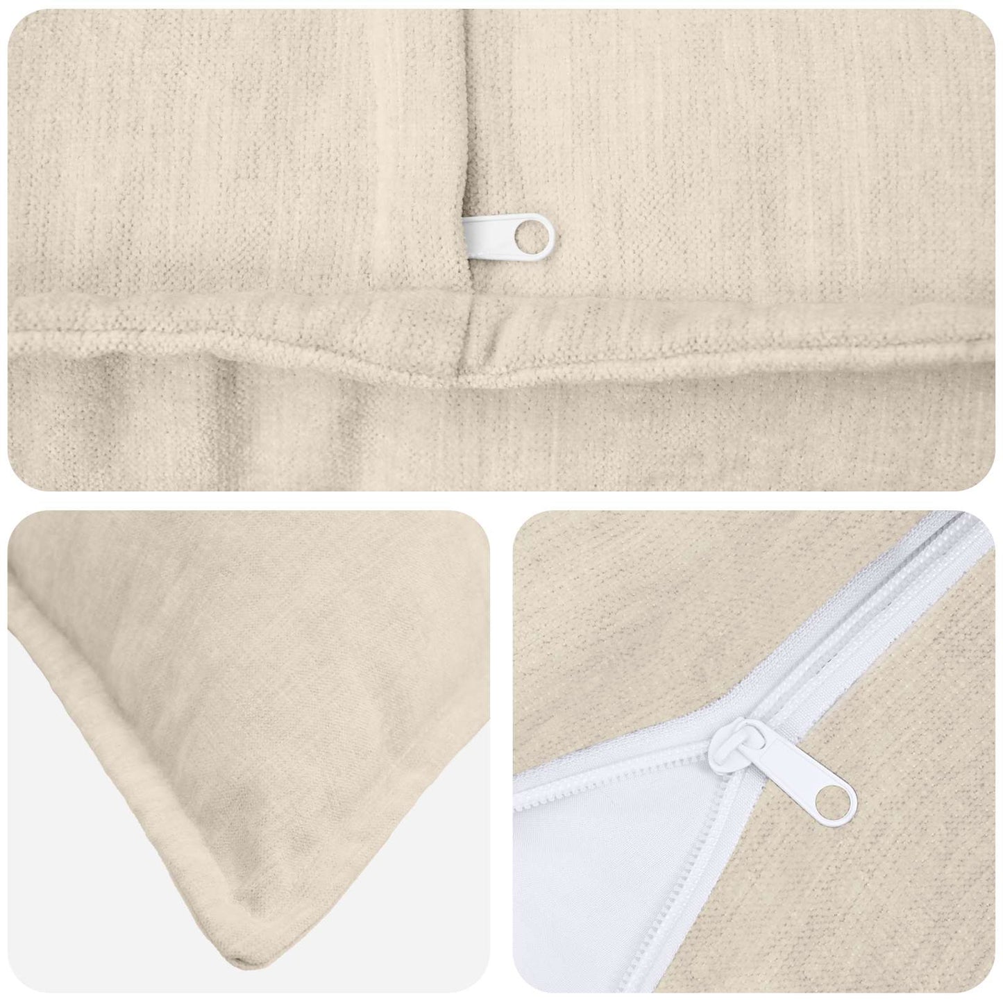 Cushion Cover 12 pcs HOUTEN Cream 40 x 40 cm Chenille Fabric
