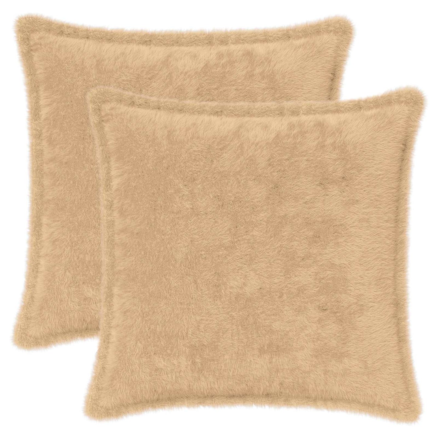 Cushion Cover 2 pcs HOUTEN Cream 40 x 40 cm Faux Rabbit Fur