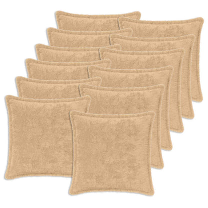 Cushion Cover 12 pcs HOUTEN Cream 40 x 40 cm Faux Rabbit Fur