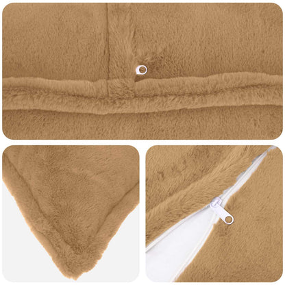 Cushion Cover 2 pcs HOUTEN Taupe 40 x 40 cm Faux Rabbit Fur