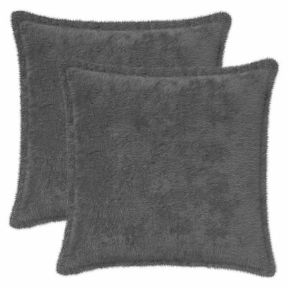 Cushion Cover 2 pcs HOUTEN Dark Grey 40 x 40 cm Faux Rabbit Fur