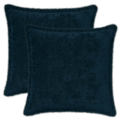 Cushion Cover 2 pcs HOUTEN Navy Blue 40 x 40 cm Faux Rabbit Fur