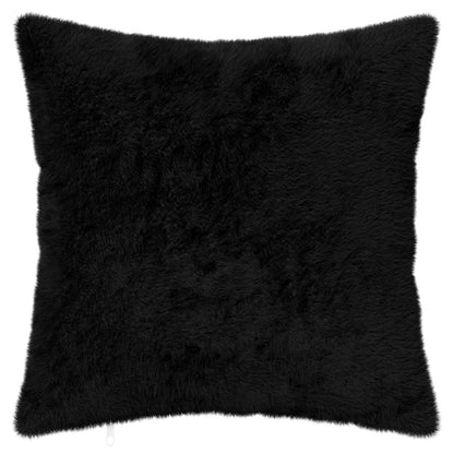 Cushion Cover 12 pcs HOUTEN Black 40 x 40 cm Faux Rabbit Fur
