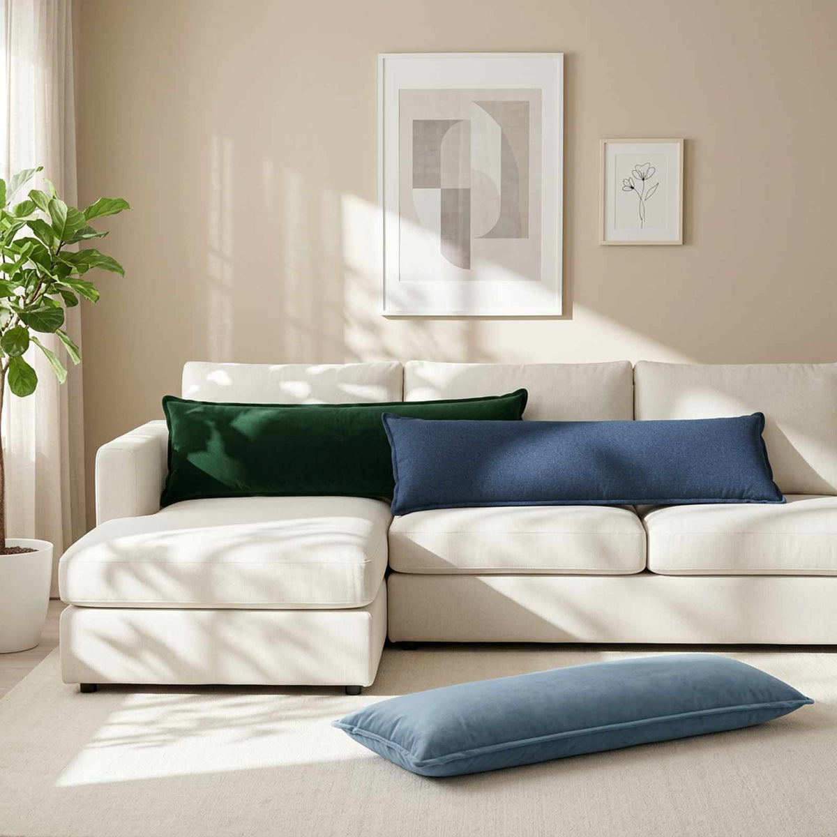 Throw Pillow 2 pcs HOUTEN Dark Green 40 x 145 cm Faux Linen