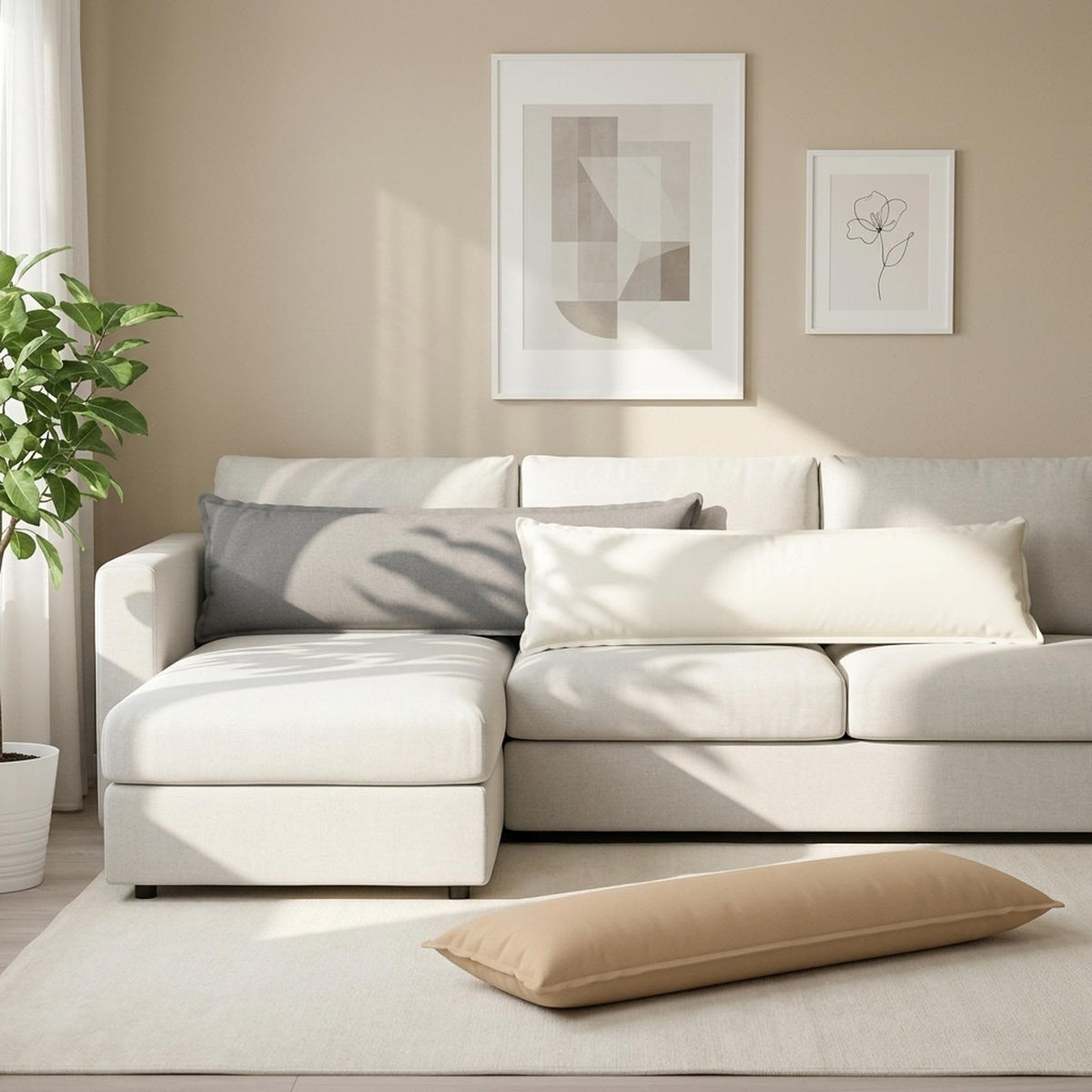 Throw Pillow 2 pcs HOUTEN Cloud Grey 40 x 145 cm Faux Linen