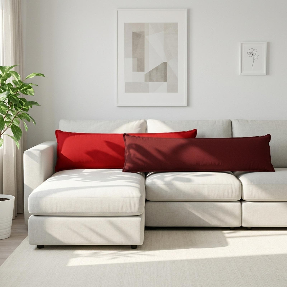 Throw Pillow 2 pcs HOUTEN Red 40 x 145 cm Faux Linen