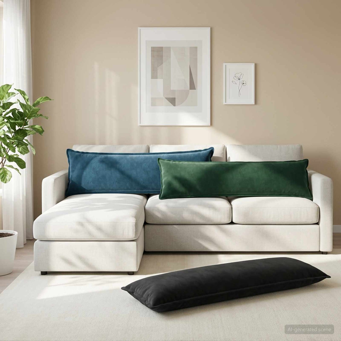 Cushion with Pillow HOUTEN Dark Green 40 x 145 cm Velvet