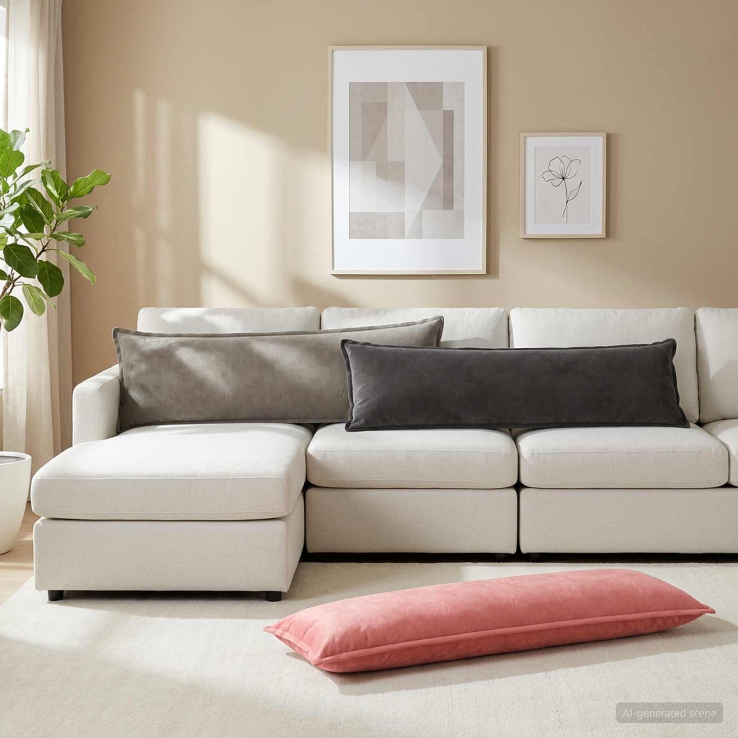 Cushion with Pillow HOUTEN Pink 40 x 145 cm Velvet