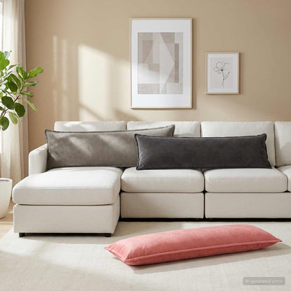 Cushion with Pillow HOUTEN Light Grey 40 x 145 cm Velvet