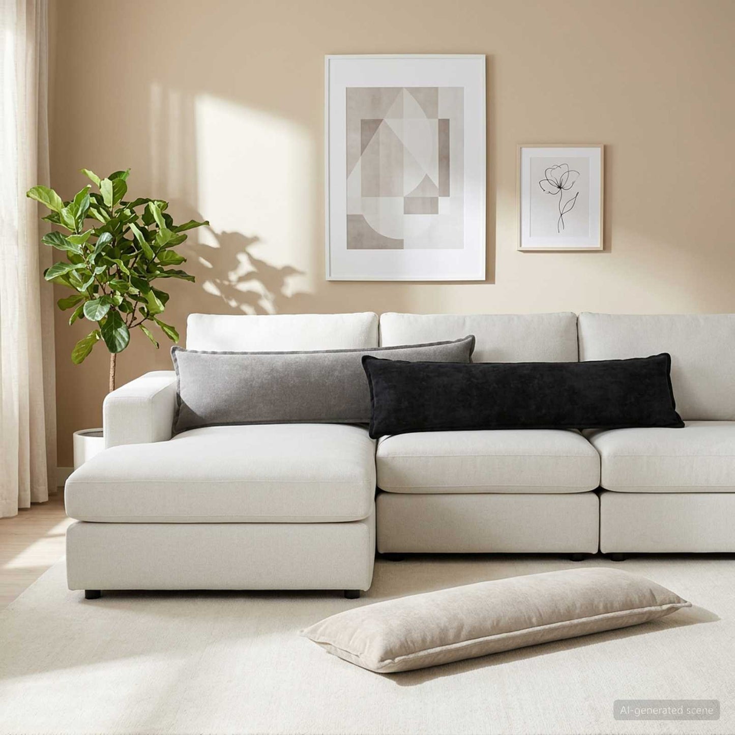 Cushion Cover 2 pcs HOUTEN Light Grey 40 x 145 cm