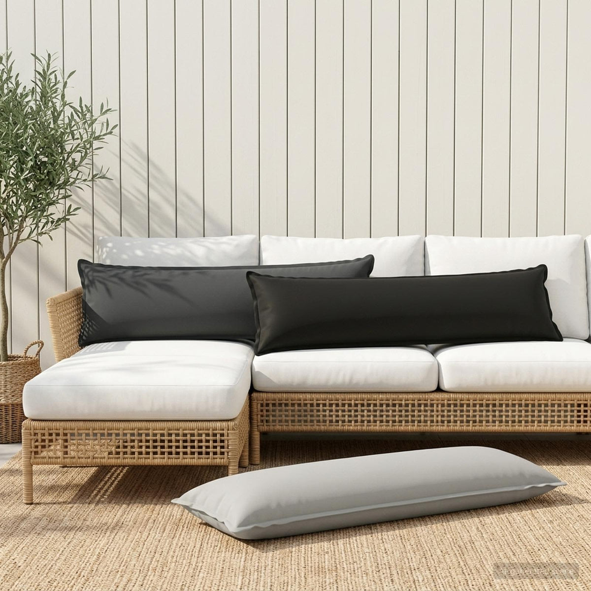 Cushion with Pillow HOUTEN 2 pcs Grey Polyester