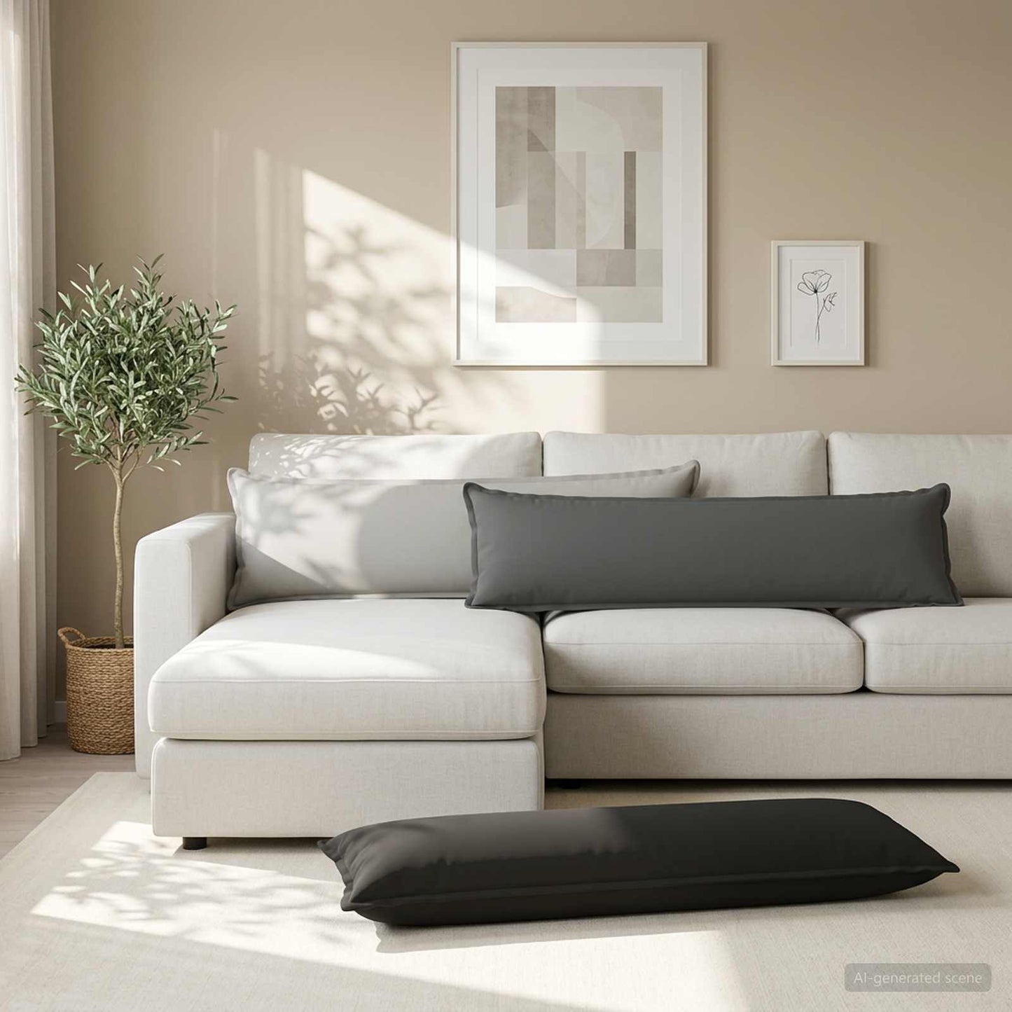 Cushion Cover 2 pcs HOUTEN Grey 40 x 145 cm Polyester