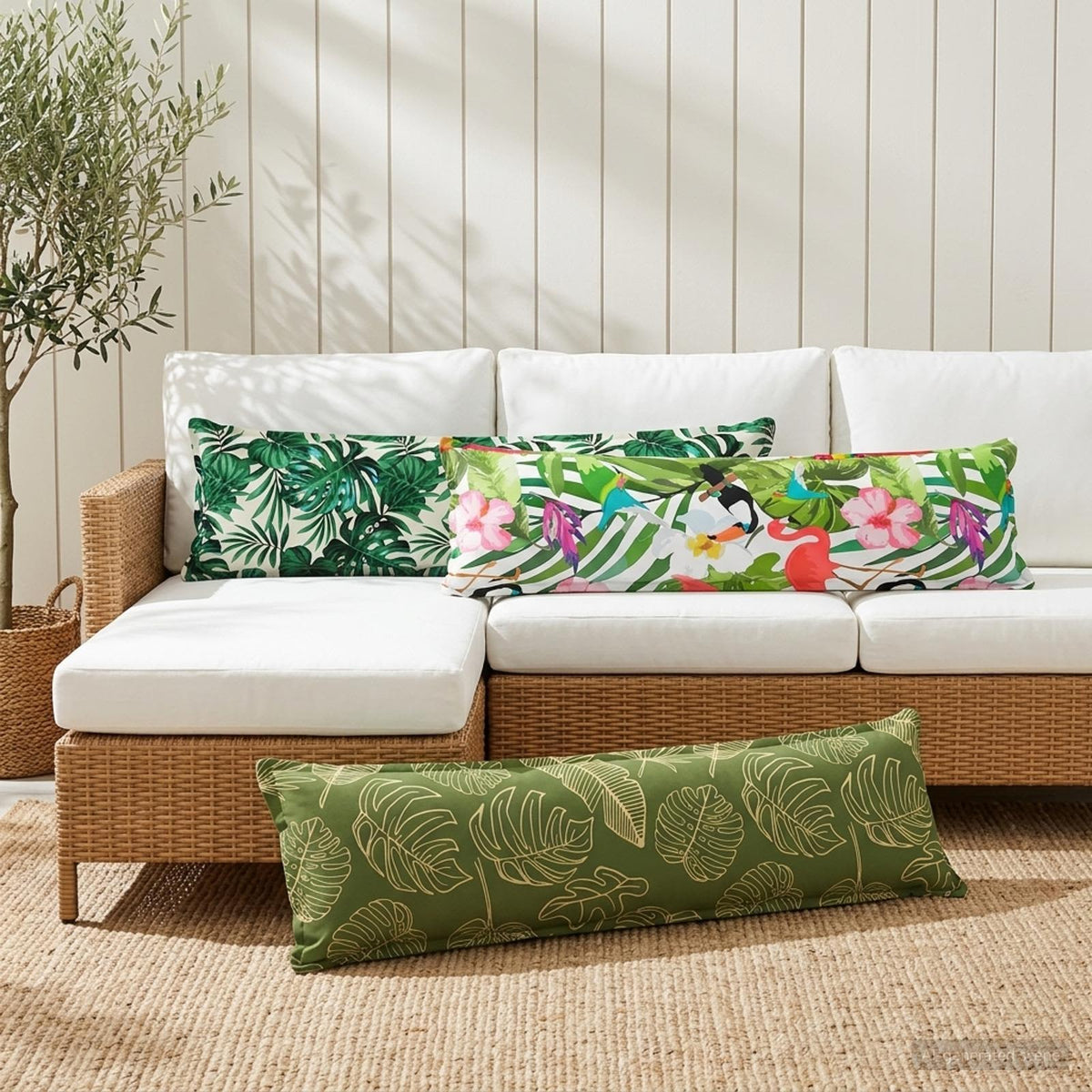 Cushion Leaf with Pillow HOUTEN 2 pcs Leaf Design Polyester