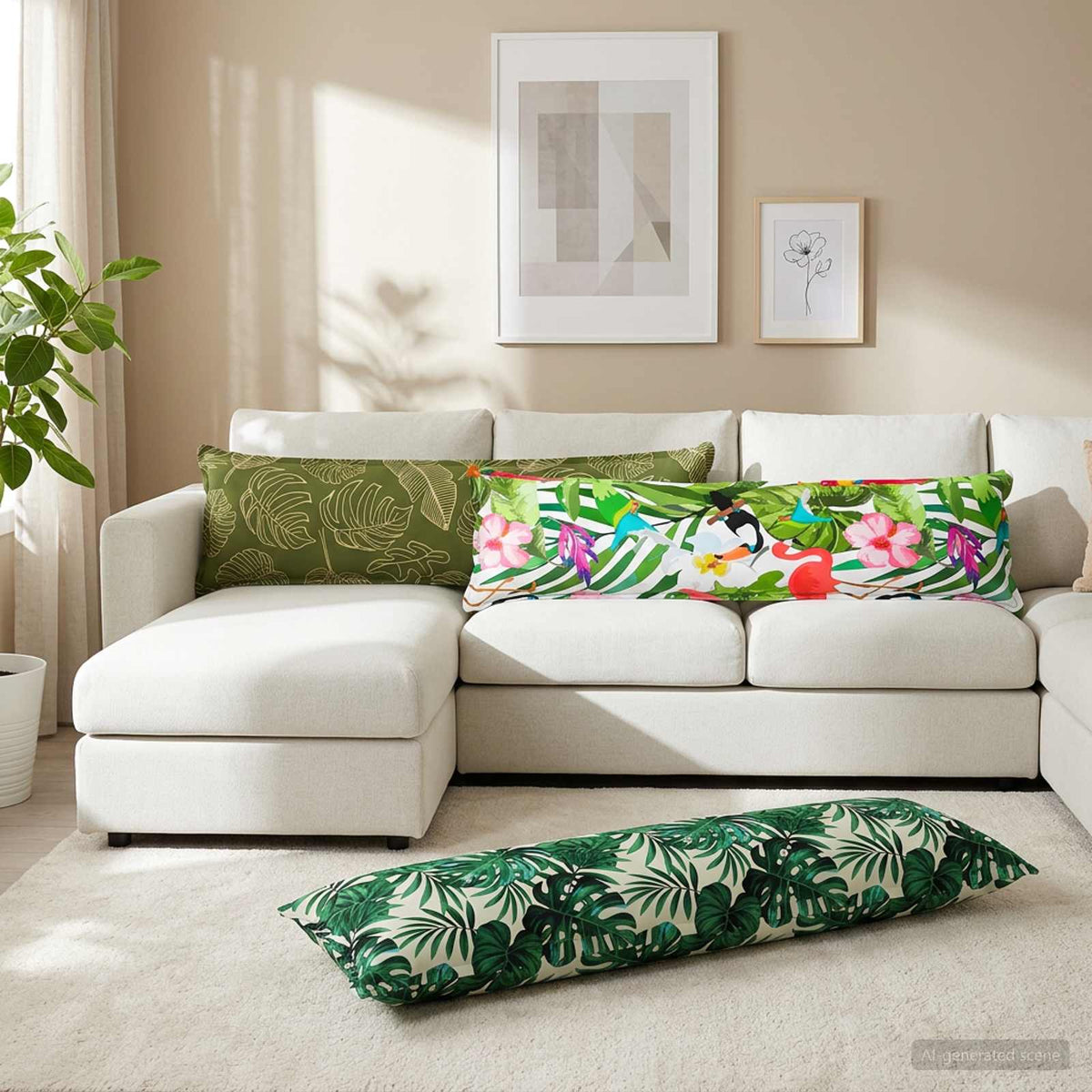 Cushion Leaf with Pillow HOUTEN 2 pcs Leaf Design Polyester