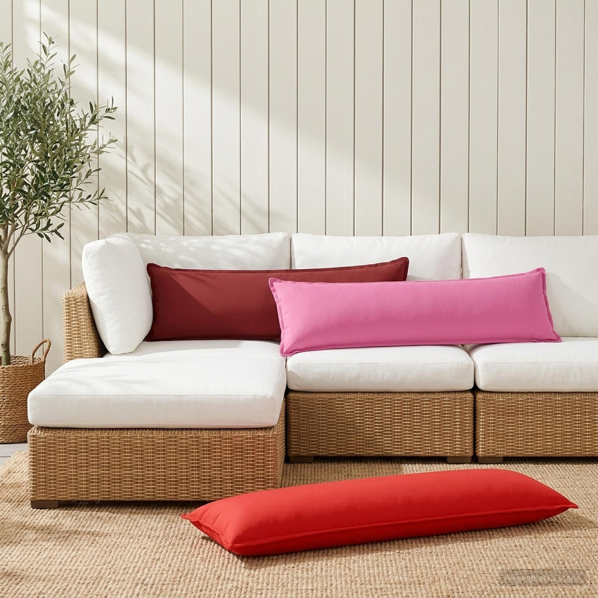 Throw Pillow 2 pcs HOUTEN Wine Red 40 x 145 cm Polyester