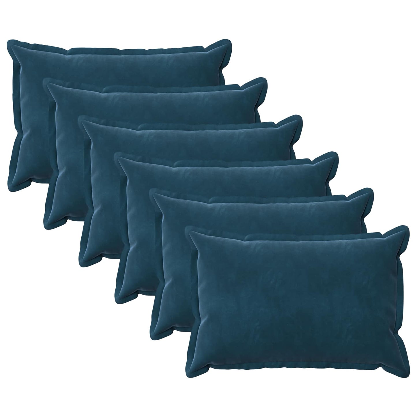 Cushion Cover 6 pcs HOUTEN Blue 40 x 60 cm Velvet