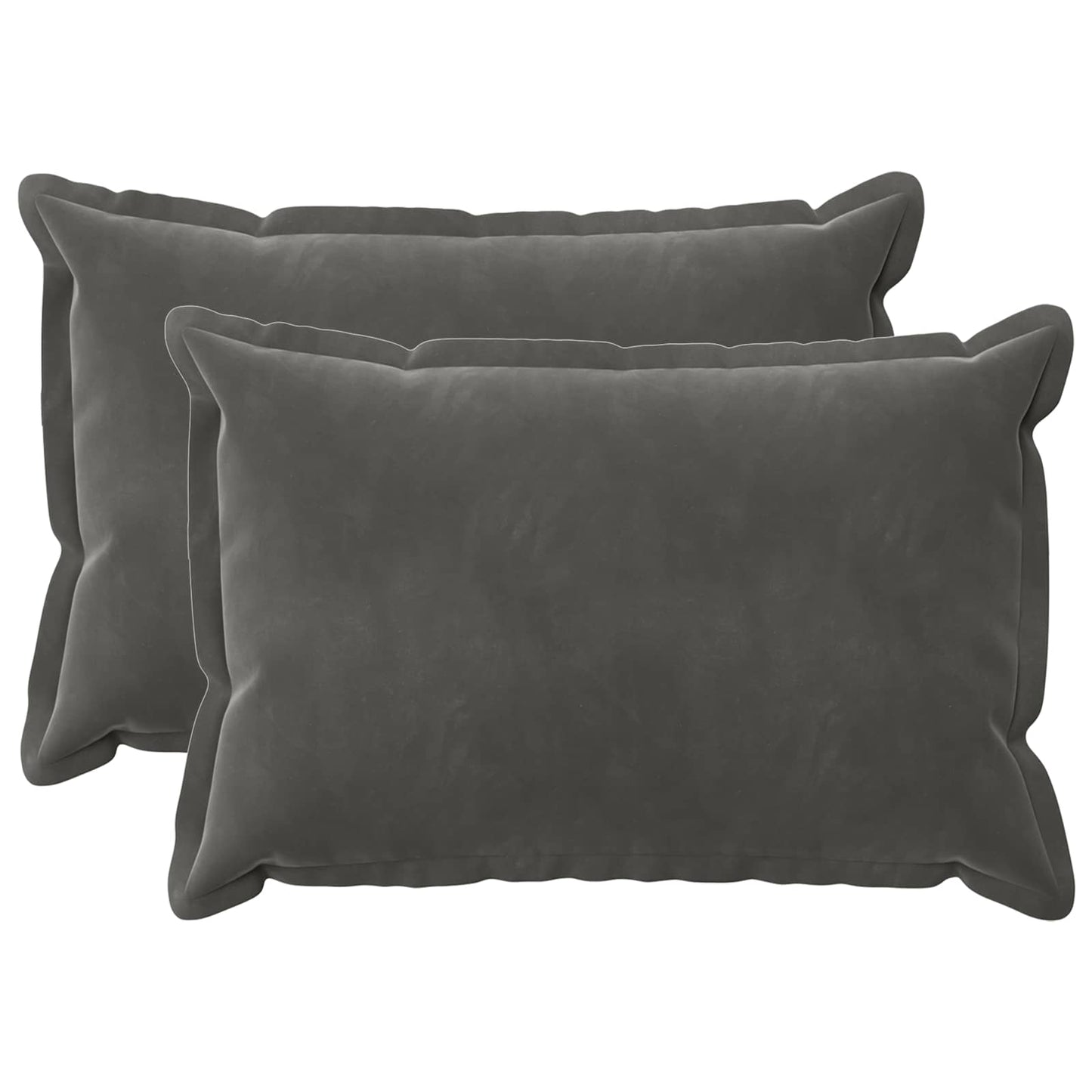 Cushion Cover 2 pcs HOUTEN Dark Grey 40 x 60 cm Velvet