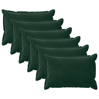 Cushion Cover 6 pcs HOUTEN Dark Green 40 x 60 cm Velvet