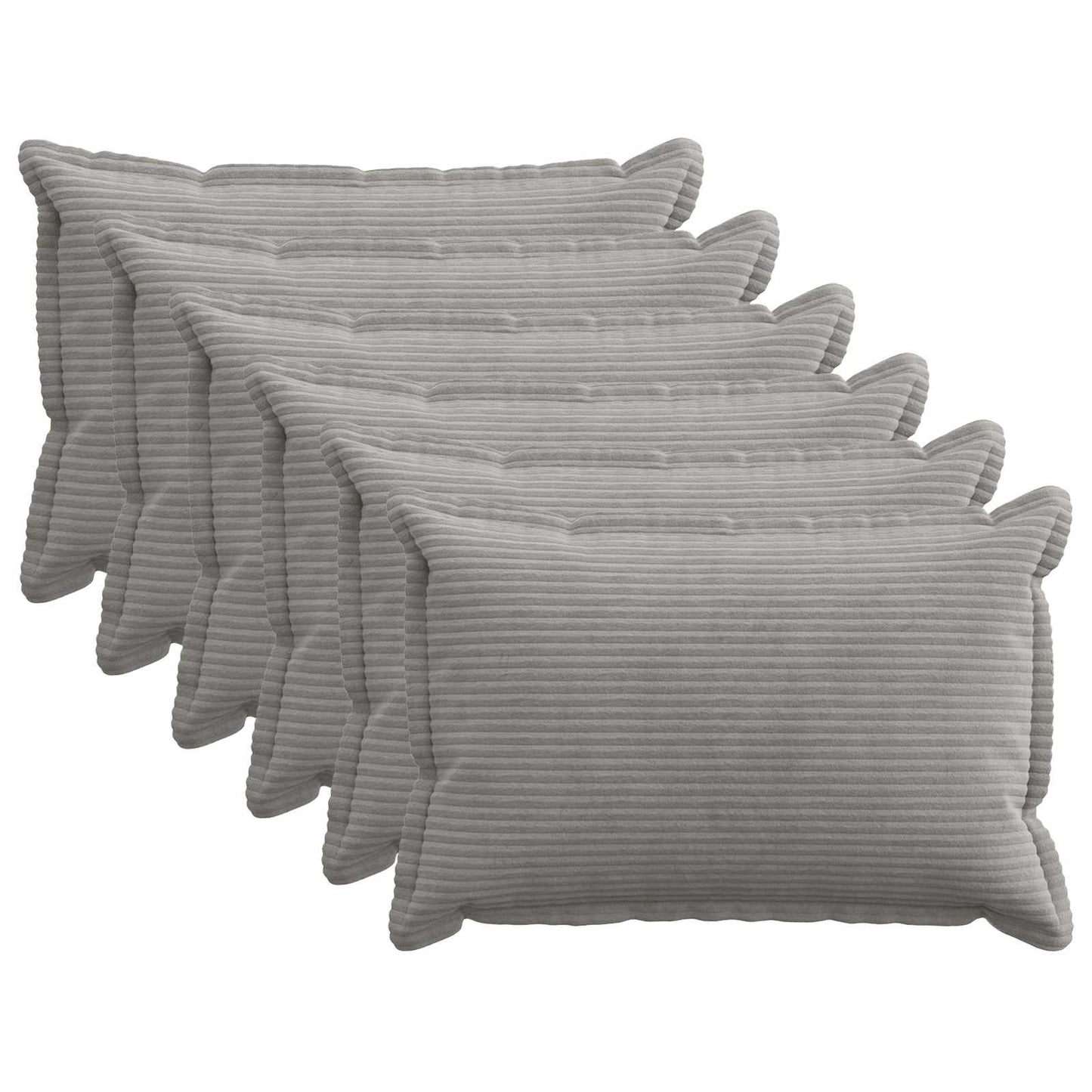 Cushion Cover 6 pcs HOUTEN Light Grey 40 x 60 cm Corduroy