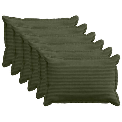 Cushion Cover 6 pcs HOUTEN Green 40 x 60 cm Corduroy