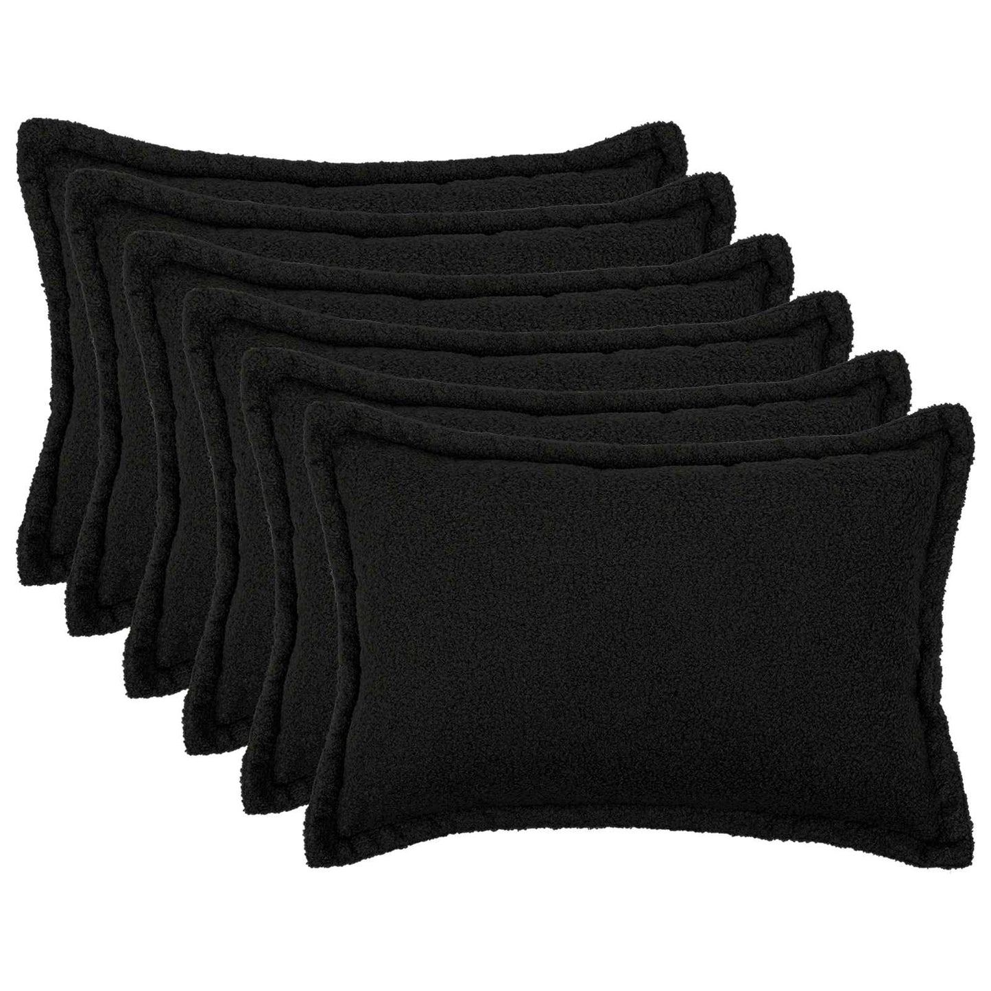 Cushion Cover 6 pcs HOUTEN Black 40 x 60 cm Bouclé
