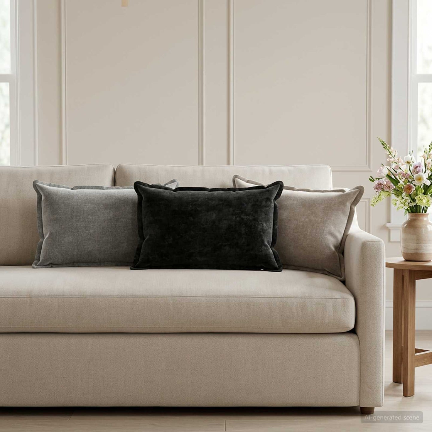 Cushion Cover 6 pcs HOUTEN Dark Grey 40 x 60 cm Chenille Fabric