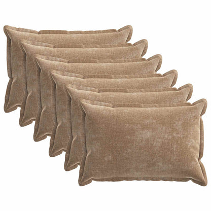 Cushion Cover 6 pcs HOUTEN Brown 40 x 60 cm Chenille Fabric