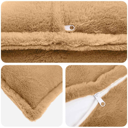Cushion Cover 6 pcs HOUTEN Taupe 40 x 60 cm Faux Rabbit Fur