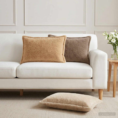 Cushion Cover 6 pcs HOUTEN Taupe 40 x 60 cm Faux Rabbit Fur