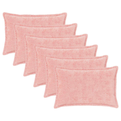 Cushion Cover 6 pcs HOUTEN Pink 40 x 60 cm Faux Rabbit Fur