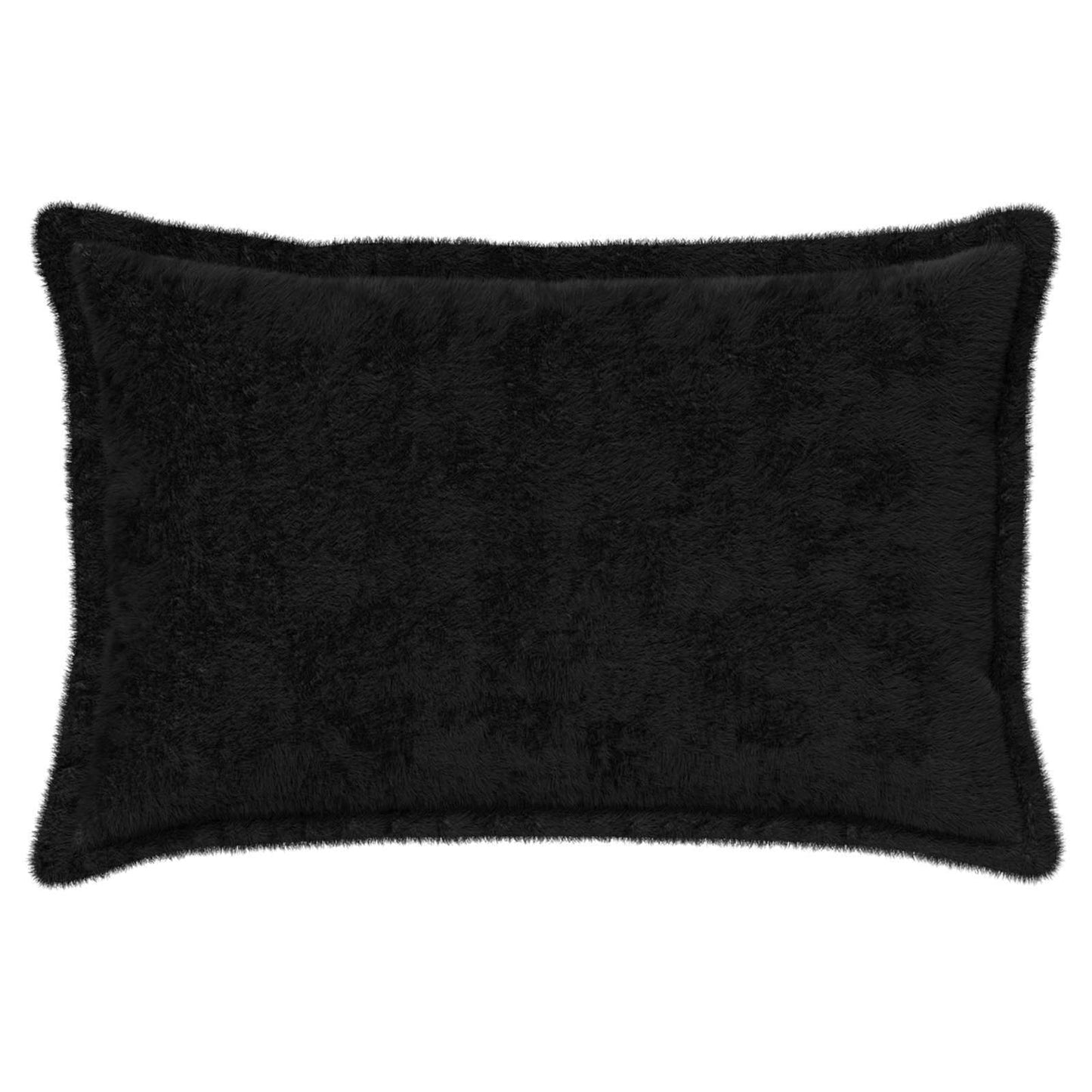 Cushion Cover 6 pcs HOUTEN Black 40 x 60 cm Faux Rabbit Fur