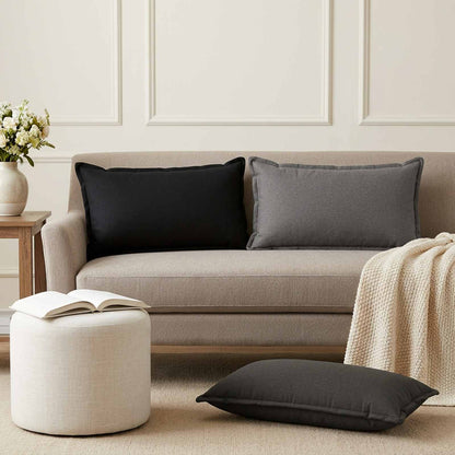 Throw Pillow 6 pcs HOUTEN Black 40 x 70 cm Faux Linen