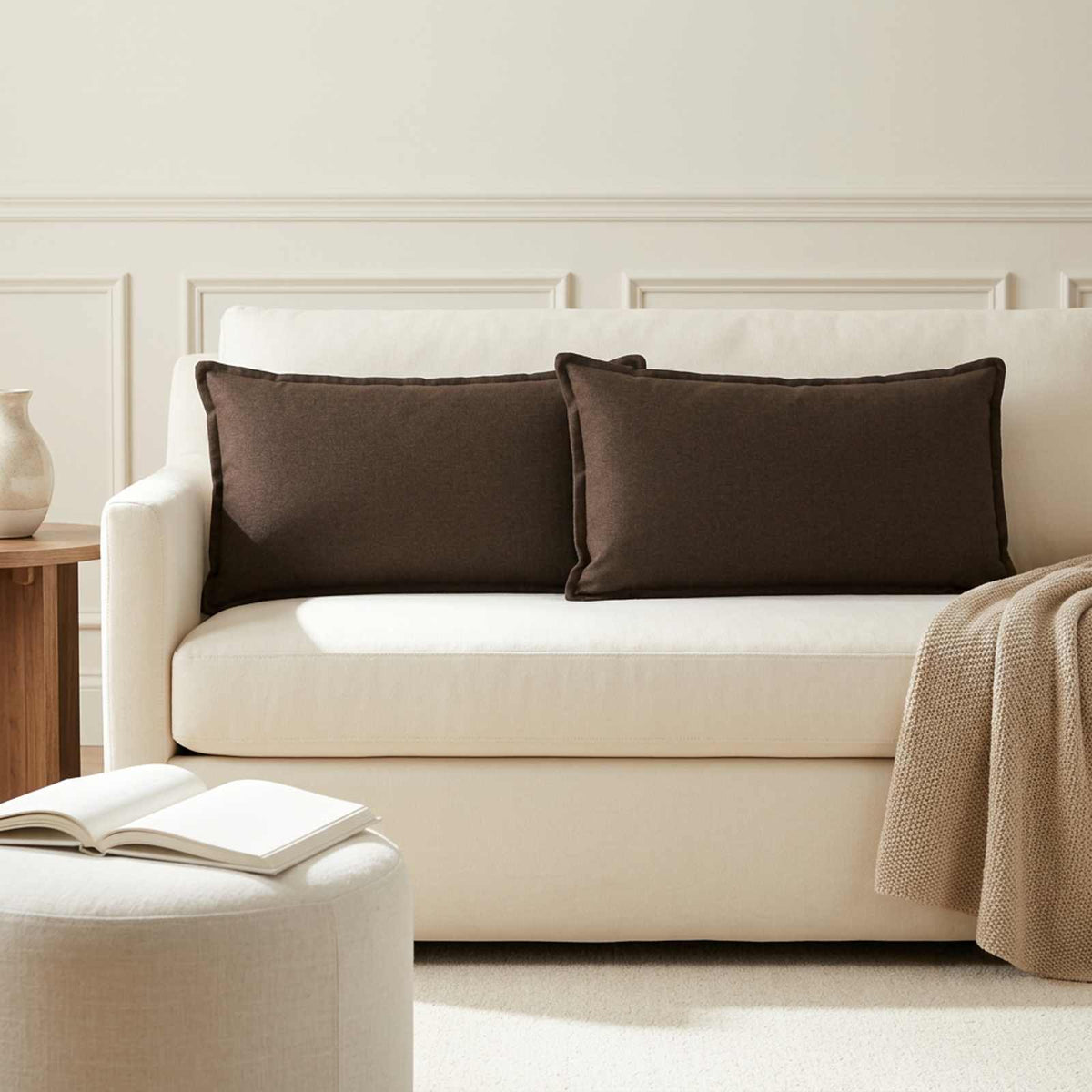 Throw Pillow 6 pcs HOUTEN Taupe 40 x 70 cm Faux Linen
