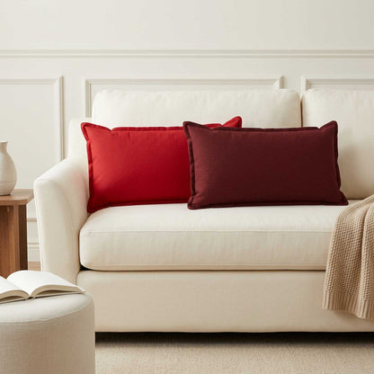 Throw Pillow 12 pcs HOUTEN Wine Red 40 x 80 cm Faux Linen