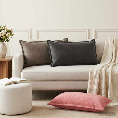 Cushion with Pillow HOUTEN 6 pcs Dark Grey Velvet