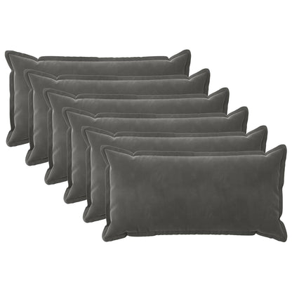 Cushion Cover 6 pcs HOUTEN Dark Grey 40 x 70 cm Velvet