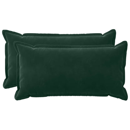 Cushion Cover 2 pcs HOUTEN Dark Green 40 x 70 cm Velvet