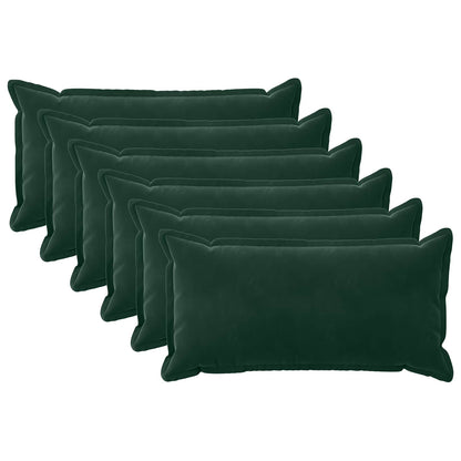 Cushion Cover 6 pcs HOUTEN Dark Green 40 x 70 cm Velvet