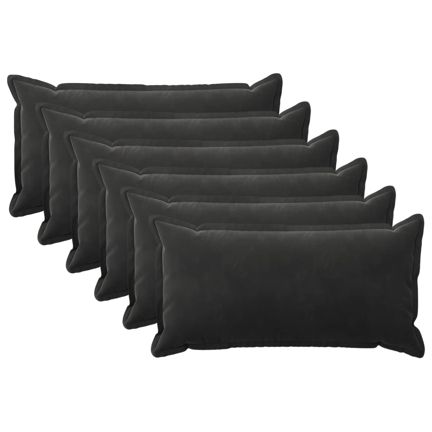 Cushion Cover 6 pcs HOUTEN Black 40 x 70 cm Velvet