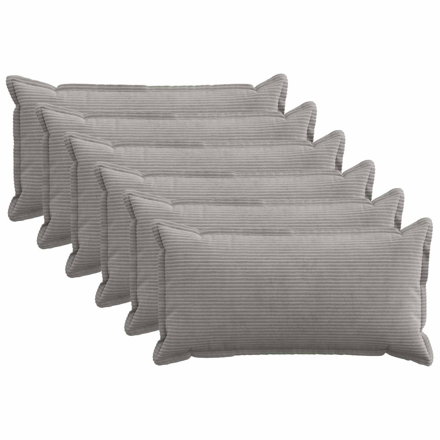 Cushion Cover 6 pcs HOUTEN Light Grey 40 x 70 cm Corduroy