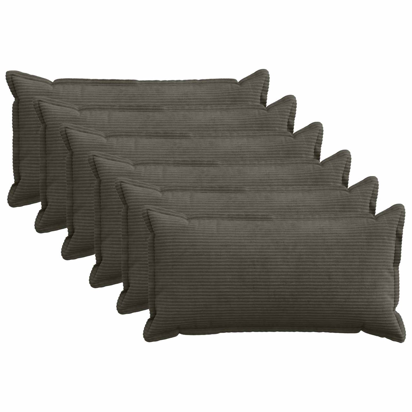 Cushion Cover 6 pcs HOUTEN Anthracite 40 x 70 cm Corduroy