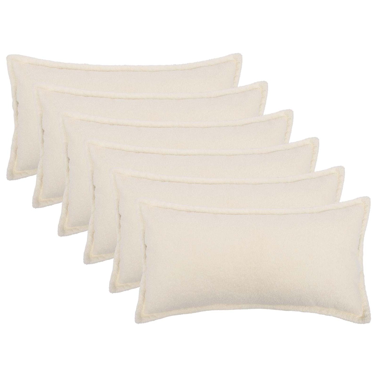 Cushion Cover 6 pcs HOUTEN Cream 40 x 70 cm Bouclé