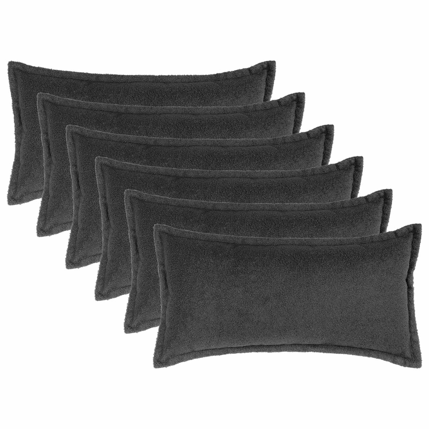 Cushion Cover 6 pcs HOUTEN Dark Grey 40 x 70 cm Bouclé