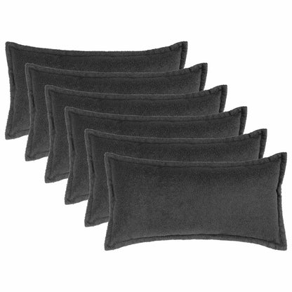 Cushion Cover 6 pcs HOUTEN Dark Grey 40 x 70 cm Bouclé