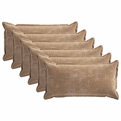 Cushion Cover 6 pcs HOUTEN Brown 40 x 70 cm Chenille Fabric