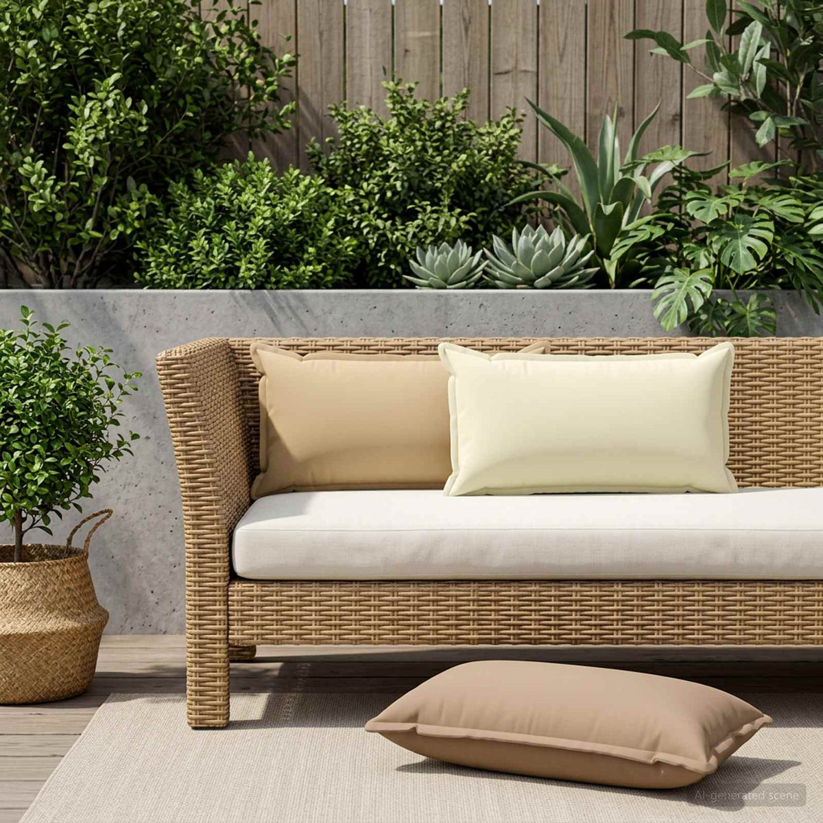 Cushion with Pillow HOUTEN 12 pcs Beige Polyester