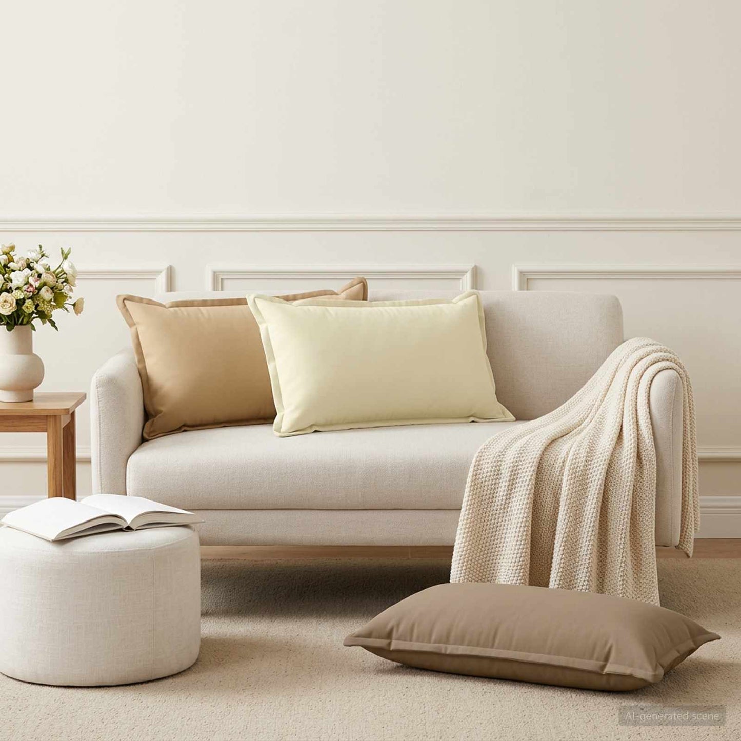 Cushion Cover 12 pcs HOUTEN Taupe 40 x 80 cm Polyester