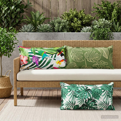Cushion Cover 12 pcs HOUTEN Leaf Design 40 x 80 cm Polyester