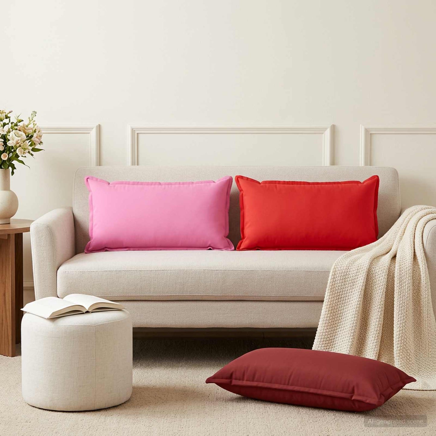 Cushion Cover 12 pcs HOUTEN Red 40 x 80 cm Polyester