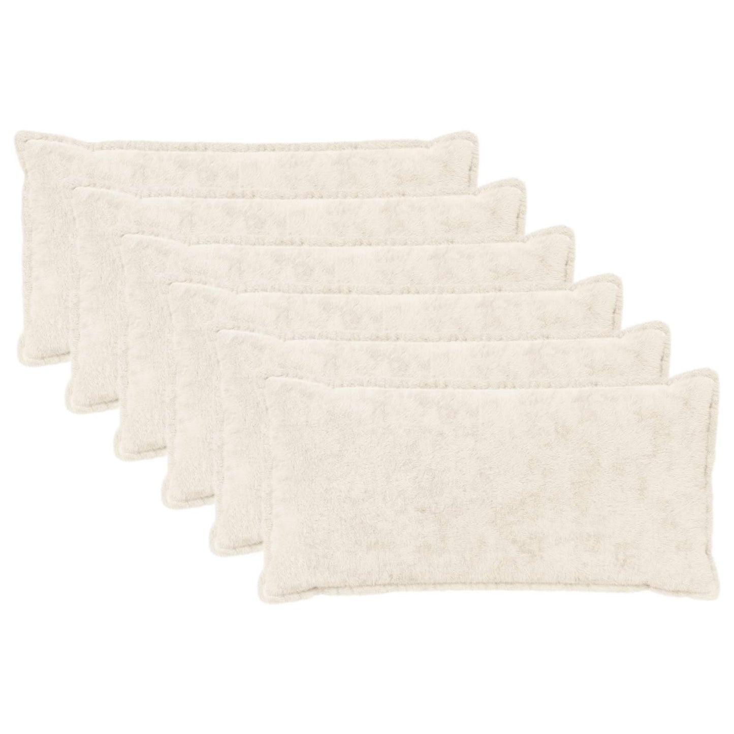 Cushion Cover 6 pcs HOUTEN White 40 x 70 cm Faux Rabbit Fur
